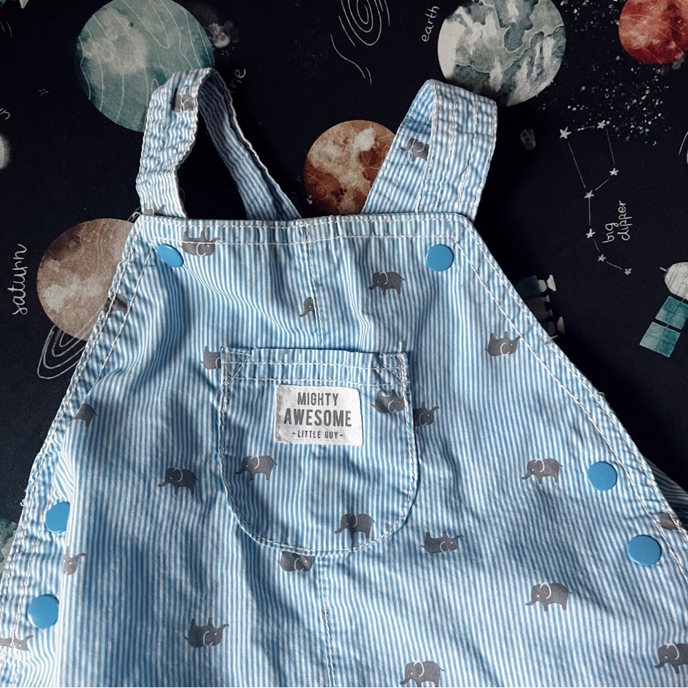 “mighty awesome little boy” baby overalls 🐘